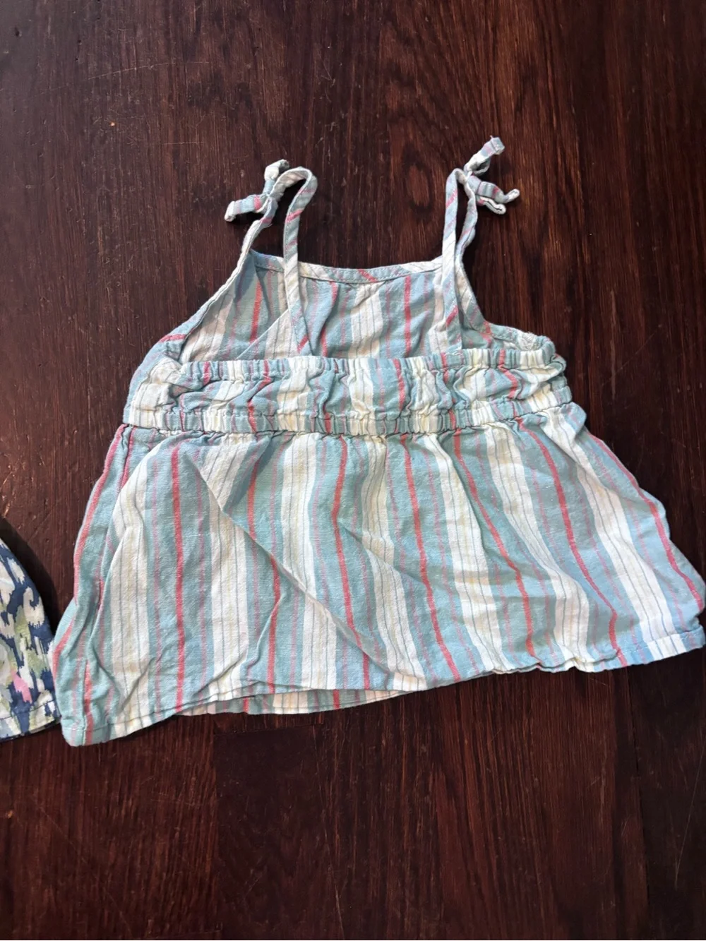 OshKosh B'gosh Blue Pattern & Stripe Tie-Shoulder Tank Tops